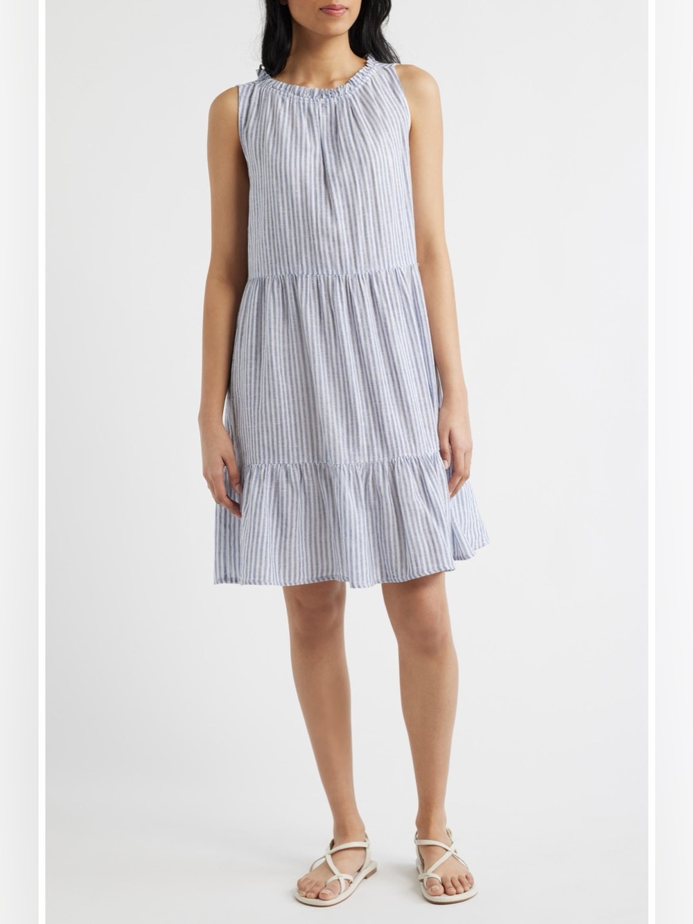 beachlunchlounge Saison Linen Blend Striped Dress
